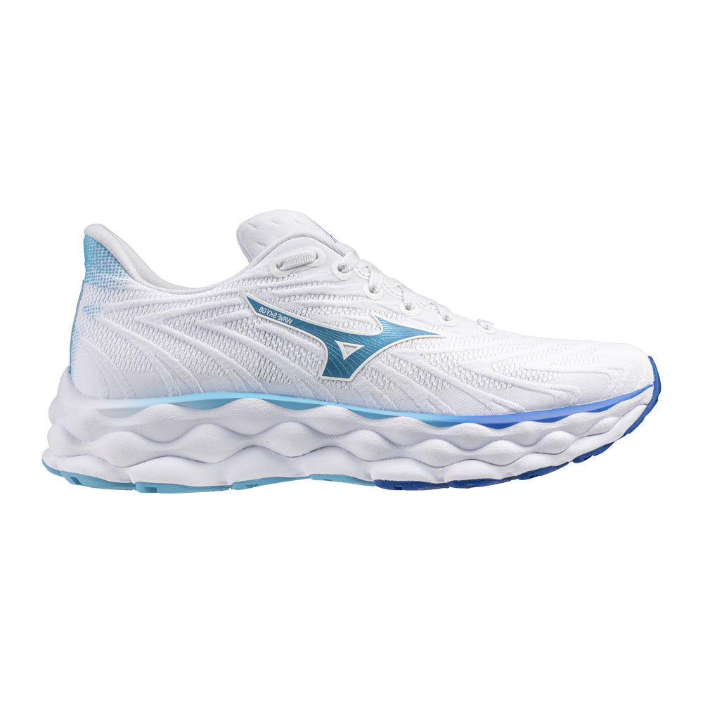 Tenis Mizuno Mujeres Wave Sky 8  White-Mercury Blue