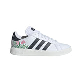 Tenis Adidas Unisex Grand Court Base 2.0 Ie8511 Blanco Negro Flores