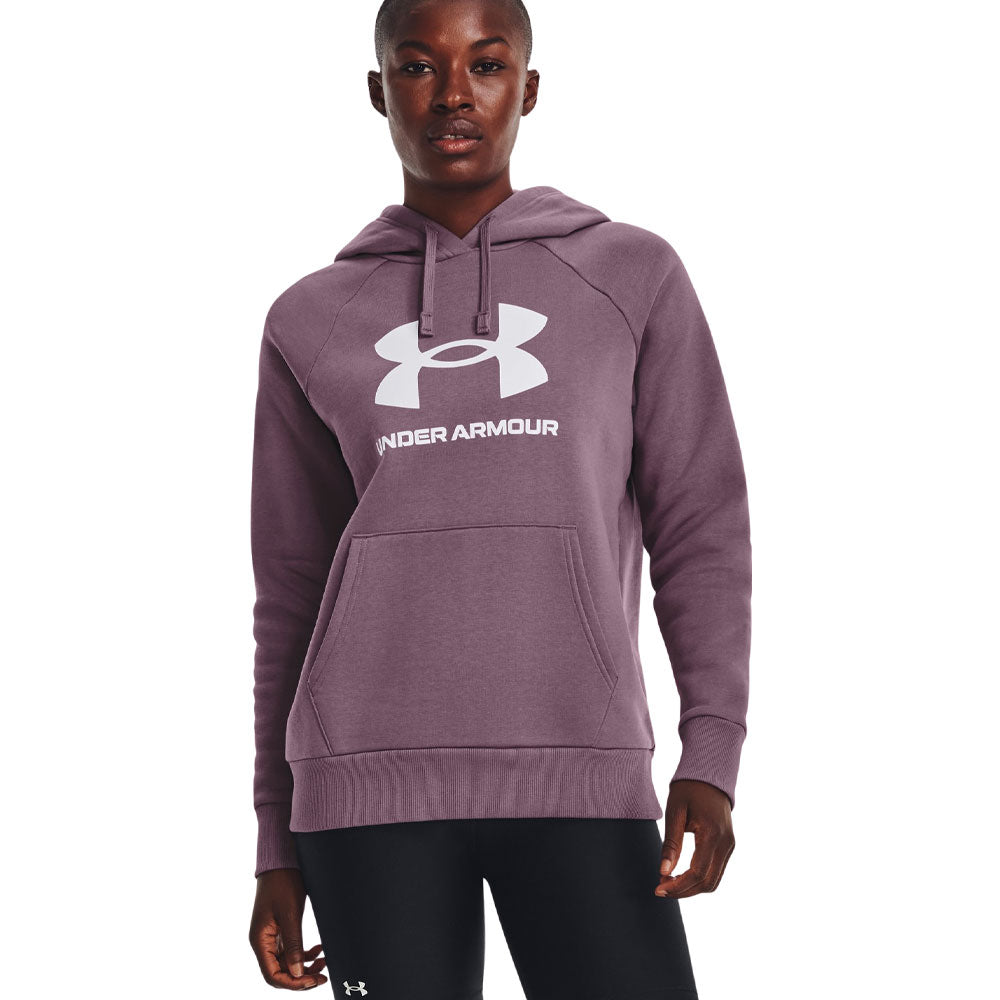 Sudadera con Gorro Under Armour para Mujer Rival Fleece Big Logo Hoodie Morado